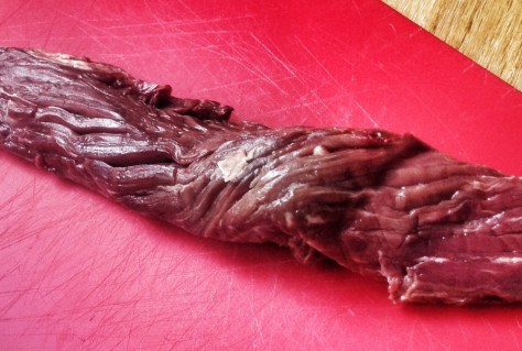 The raw hanger steak