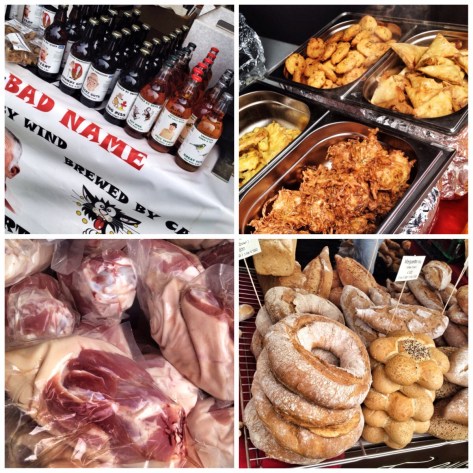 Some of the booty. Beer, Mauritian treats, ham shanks, artisan bread