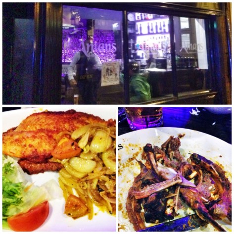 Purple, more fish and chop bones