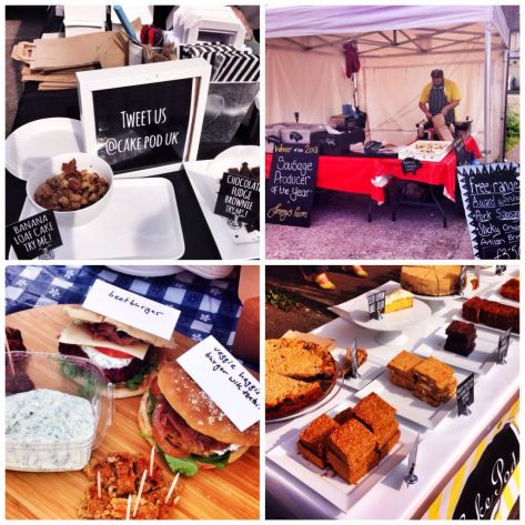 Beetroot burger, bangers, cake