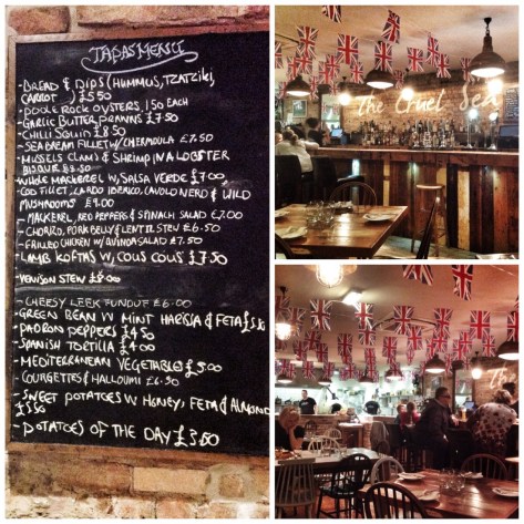 the menu, rustic interior