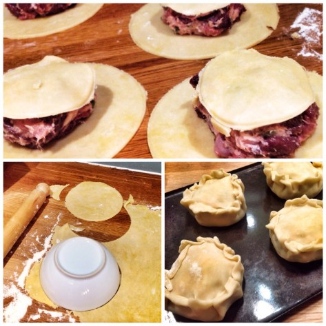 Making the pies. They might look a mess but they taste awesome!