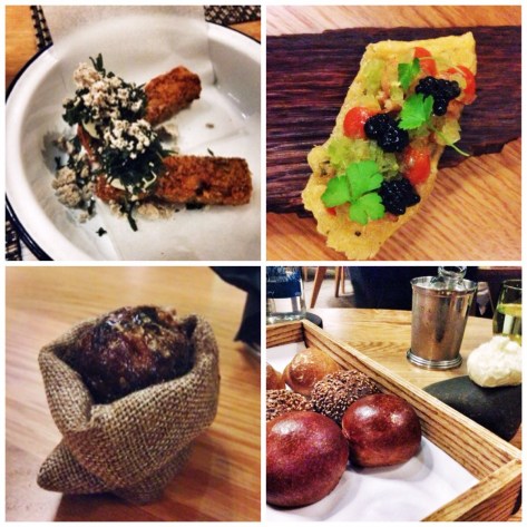 Trotter, Chick pea crisp, Potato in a sack, The Bread