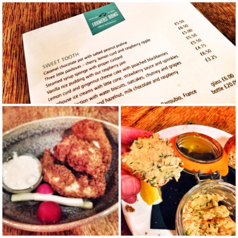 Southern fried chicken, devilled crab,