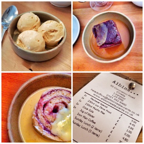 Ice cream, toffee pud, roly poly