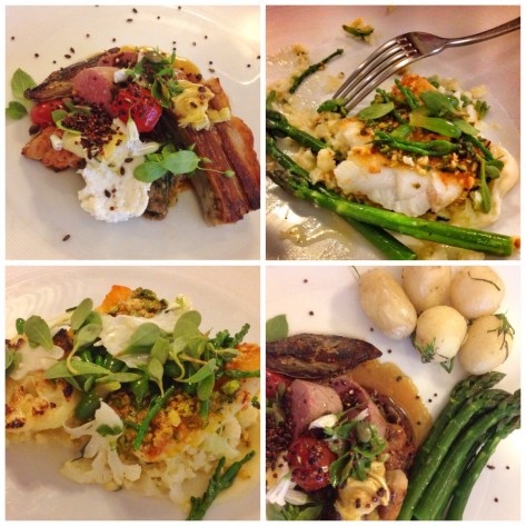 Lamb, turbot, Jersey royals and asparagus